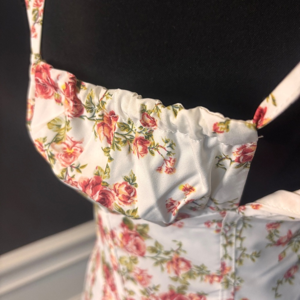 Commense Floral Midi Dress - White and Pink - Picture 12 of 15